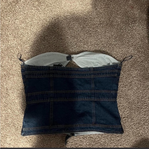 Princess Polly Lioness blue denim cut out corset top - Picture 6 of 6